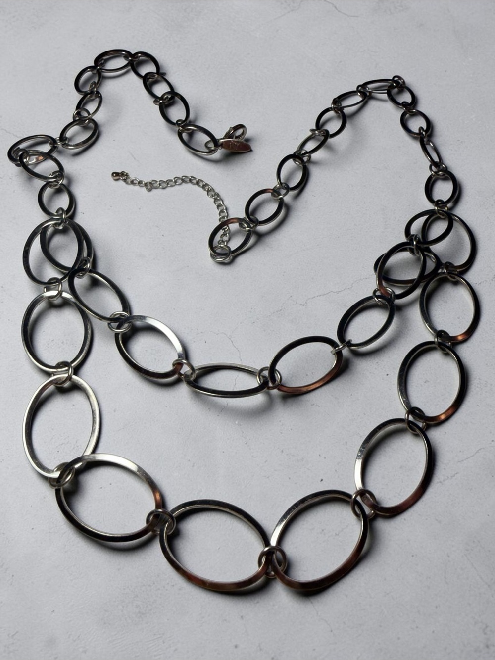 Silver-Tone Oval Link Women’s Necklace